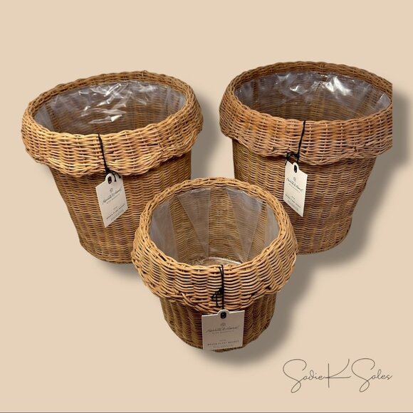 12" Rattan Scalloped Planter Basket - Hearth & Hand Magnolia - Boho Plant Decor - Picture 7 of 8